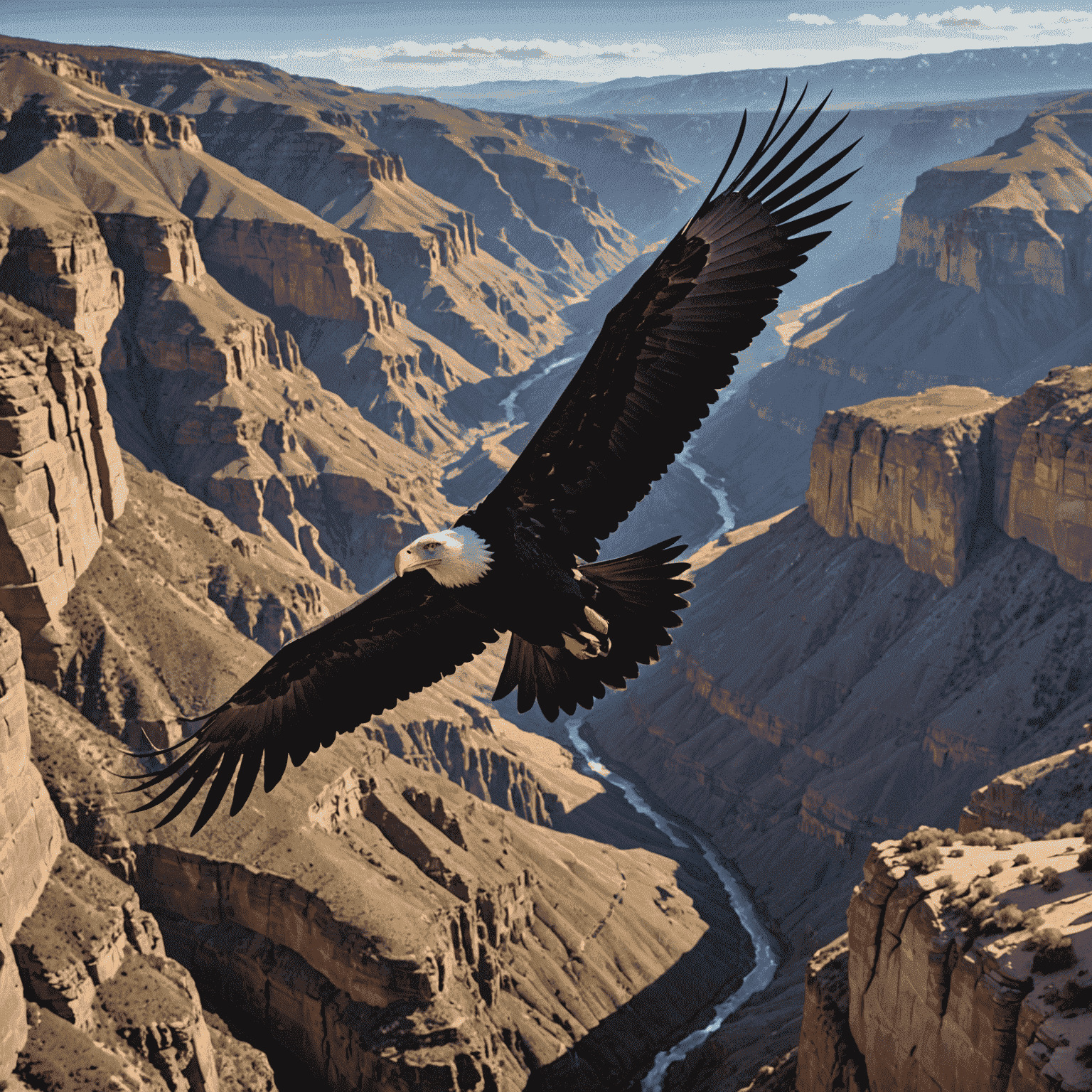 A majestic California condor soaring over a canyon, symbolizing its recovery from near-extinction