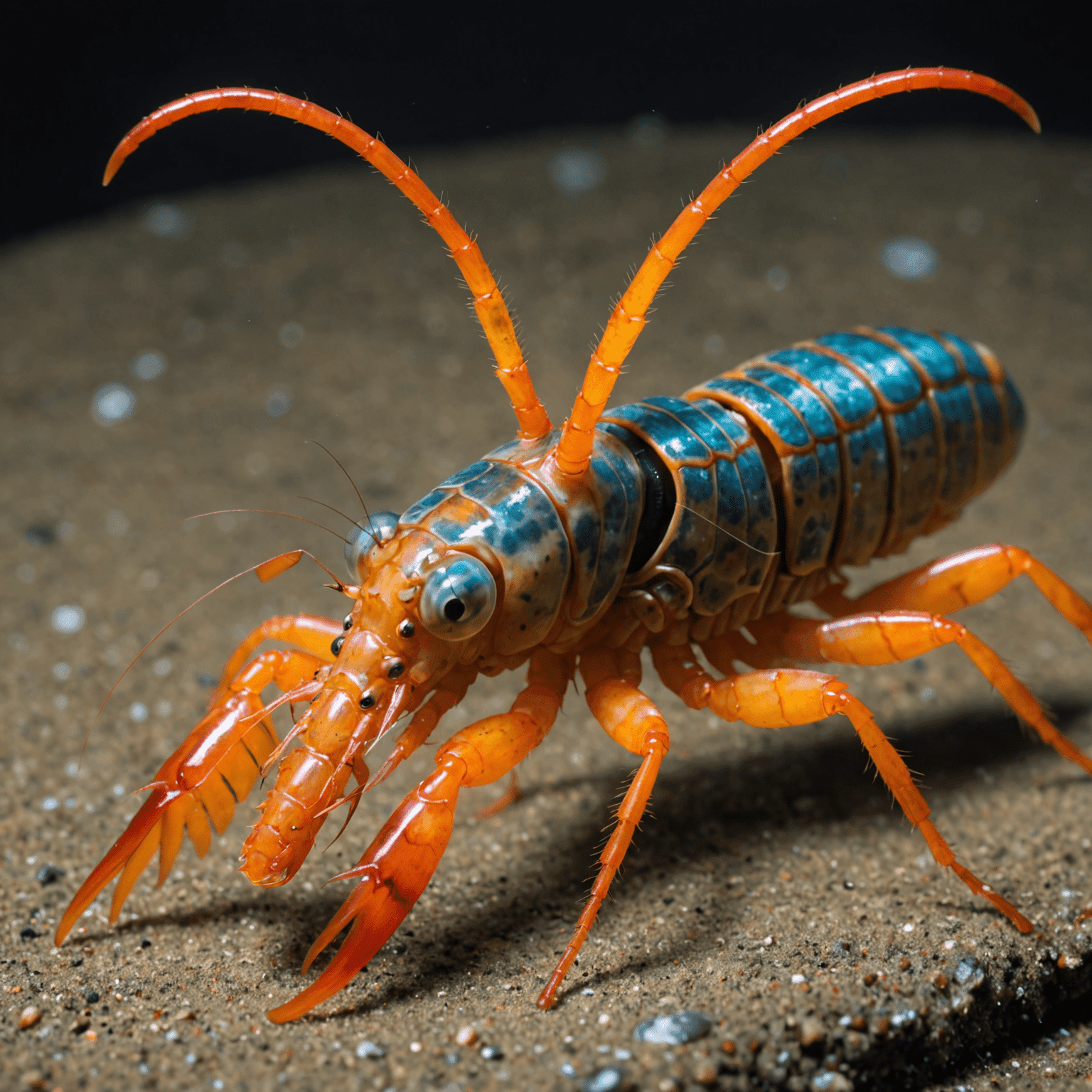 Close-up of a pistol shrimp with its oversized claw