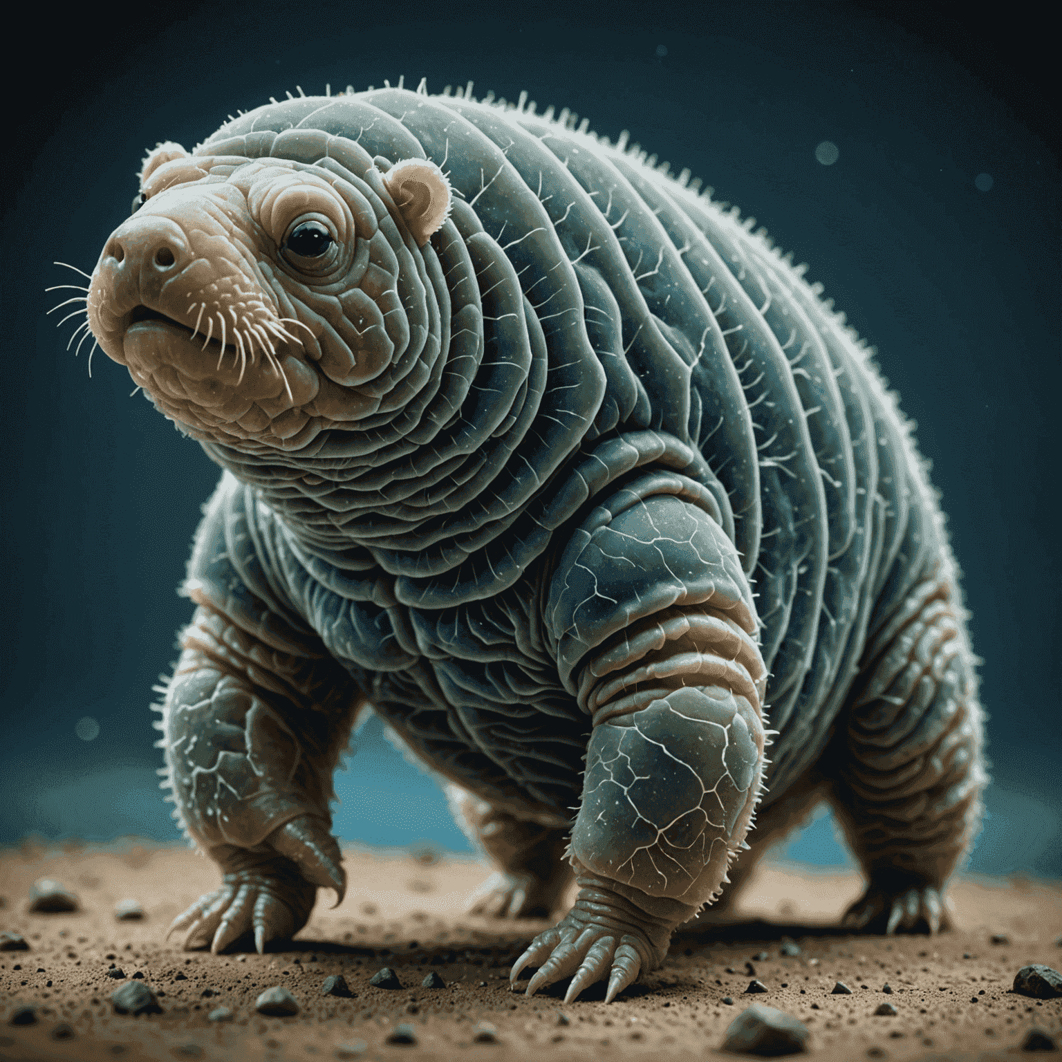 Microscopic view of a tardigrade, showcasing its bear-like appearance