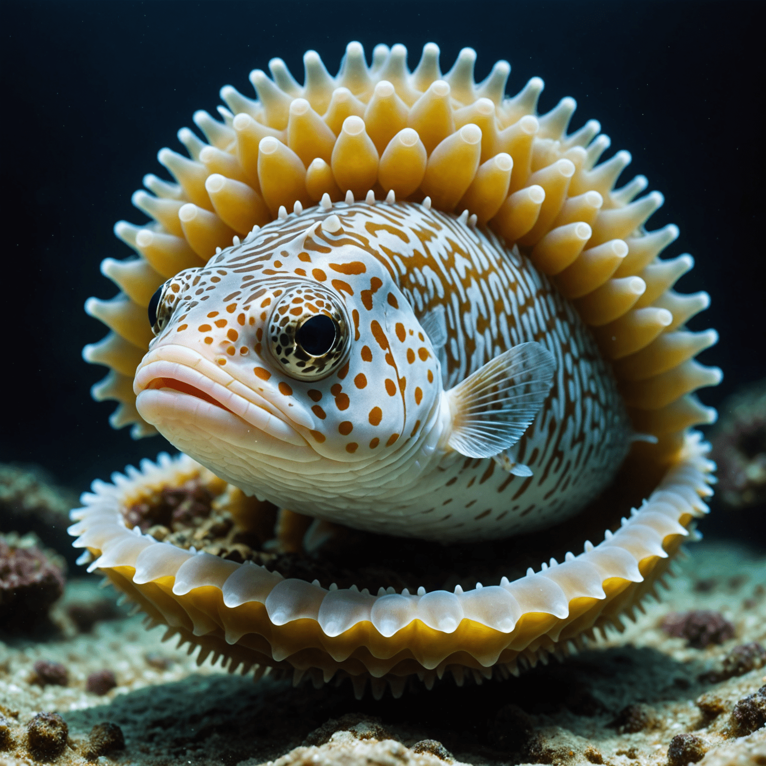 Pearlfish peeking out from a sea cucumber's anus